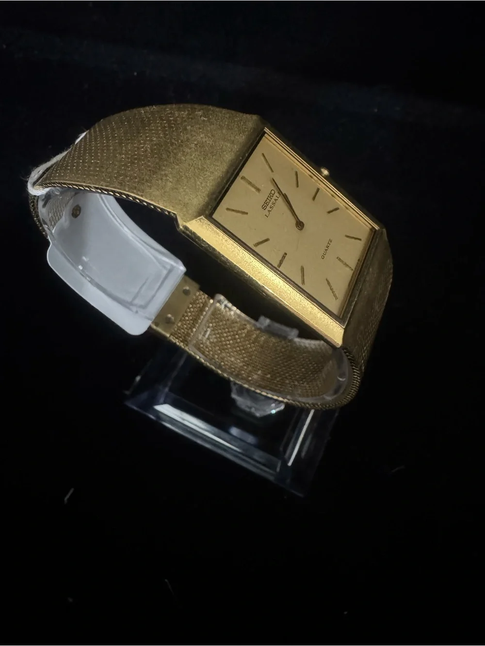 Seiko Lassale Rectangular Gold Tone Quartz Watch
